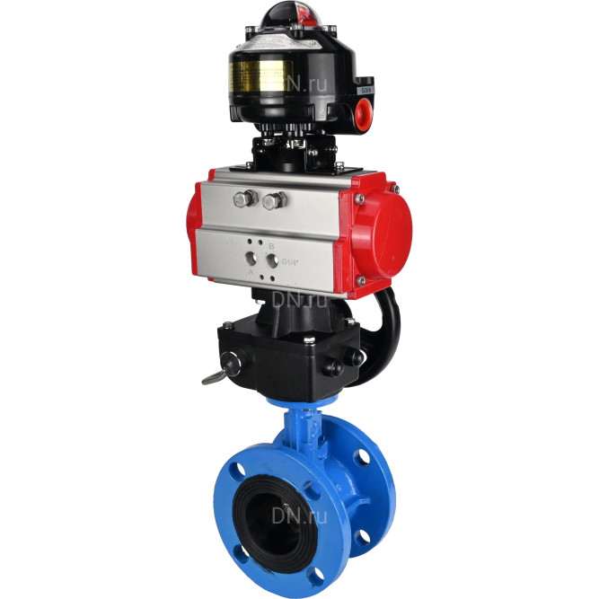 Затвор дисковый поворотный WBV1313E-2W-F-H Ду200 Ру16 фланцевый, корпус - чугун GGG40, диск - чугун GGG40, уплотнение - EPDM, с пневмоприводом PA-DA-140, БКВ APL-510N EX и ручным дублером MON2-450-T28-ISO в Алматы