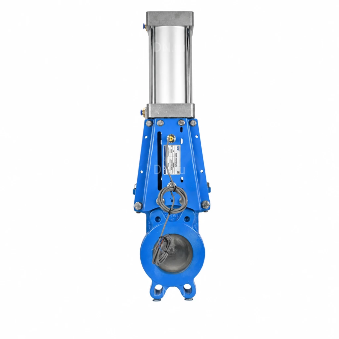 Задвижка шиберная GVKR1331E-1W-Fb-2P Ду200 Ру10 WENZ межфланцевая, шпиндель - выдвижной, корпус -  чугун GGG40, уплотнение - EPDM, с пневмоприводом, индукц.датчиками LJ12A3-4-J/EZ 220В в Алматы