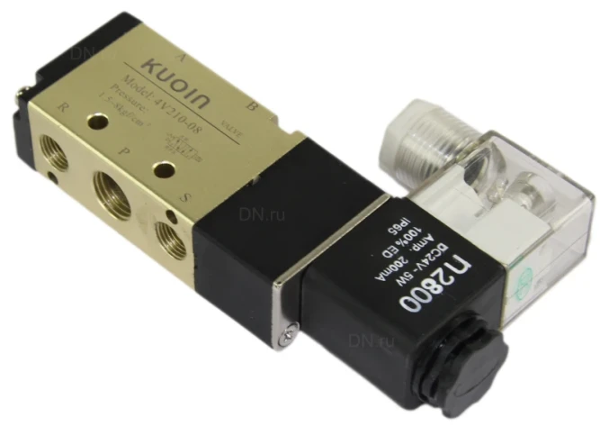 Пневмораспределитель 4V210-08 DC24V 1/4″ моностабильный, пятиканальный, для шиберных задвижек с пневмоцилиндром в Алматы