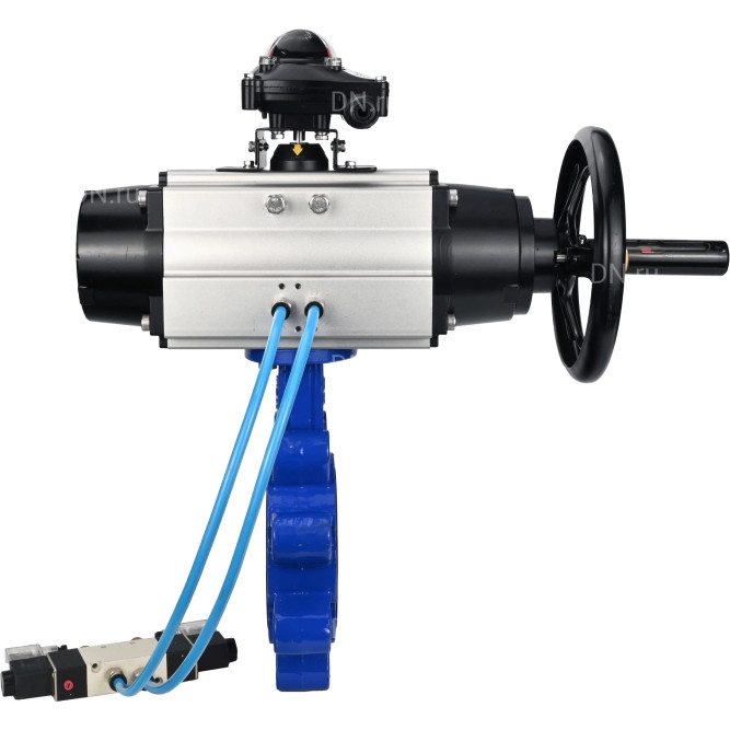 Затвор дисковый поворотный WBV1616E-2W-Fb-H Ду150 Ру16 LUG корпус - чугун QT450, диск - чугун QT450, уплотнение - EPDM, с пневмоприводом PA-DA-105-1, пневмораспределителем 4V320-10 AC220V и БКВ APL-210N в Алматы