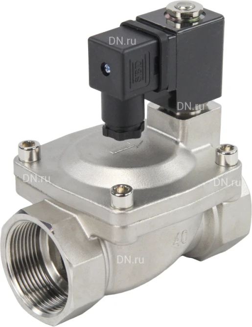 Клапан электромагнитный VS431-NT-NC-220VAC 1 1/2″ Ду40 Ру16, соленоидный двухходовой, корпус - нержавеющая сталь 304, уплотнение - NBR, резьбовой, нормально-закрытый, пилотный, катушка - 220В в Алматы