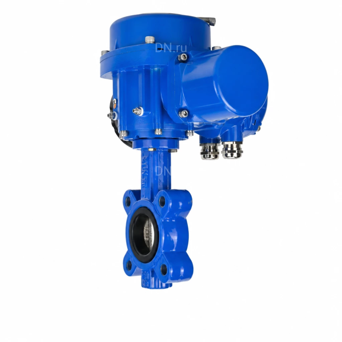 Затвор дисковый поворотный WBV1616E-2W-Fb-H Ду100 Ру16 LUG межфланцевый, корпус - чугун QT450, диск - чугун QT450, уплотнение - EPDM, с электроприводом QT-N-010M-O2-380VAC-У1 с моментной муфтой и штурвалом в Алматы