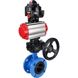 Затвор дисковый поворотный WBV1313E-2W-F-H Ду50 Ру16 фланцевый, корпус - чугун GGG40, диск - чугун GGG40, уплотнение - EPDM, с пневмоприводом PA-DA-105, БКВ APL-510N EX и ручным дублером MON1-250-T26-ISO