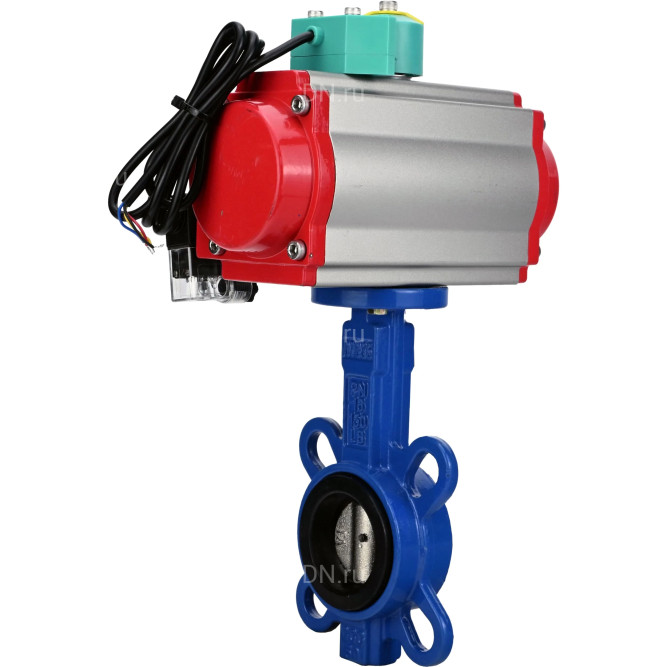 Затвор дисковый поворотный WBV1413E-2W-Fb-H Ду80 Ру16, корпус - чугун GGG50, диск - чугун GGG40, уплотнение - EPDM, с пневмоприводом PA-SA-083, пневмораспределителем 4M310-08 24В NAMUR и магнитным переключателем ALS200D в Алматы