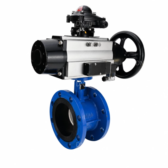 Затвор дисковый поворотный WBV1331E-2W-F-H Ду100 Ру16 фланцевый, корпус - чугун GGG40, диск - нержавеющая сталь 304, уплотнение - EPDM, с пневмоприводом PA-DA-105-1, 4M310-08 DC24V и APL-210N в Алматы