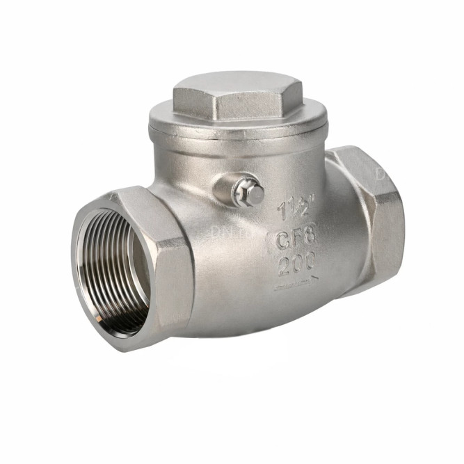 Клапан обратный VCT3232-T 1 1/2 Ду40 Ру16 ZGY резьбовой, поворотный, корпус - нержавеющая сталь CF8М/AISI 316, диск - нержавеющая сталь CF8М/AISI 316, уплотнение - PTFE в Алматы