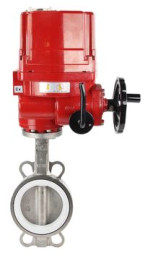 Затвор дисковый поворотный WBV3131P-2W-Fb Ду100 Ру16, корпус - нержавеющая сталь 304, диск - нержавеющая сталь 304, уплотнение - PTFE, с электроприводом QT-EX-010EM-O2-220VAC-У1 220В