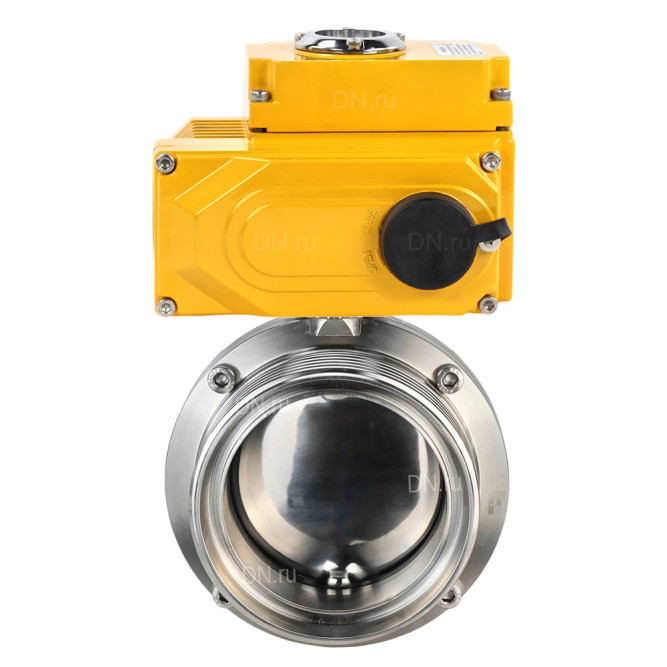 Затвор дисковый поворотный WBV3131E-2W-T-H Ду80 Ру10 резьбовой, пищевая нержавеющая сталь 304, уплотнение - EPDM, с электроприводом QT-N-005EM-O1-380VAC-У1 380В в Алматы