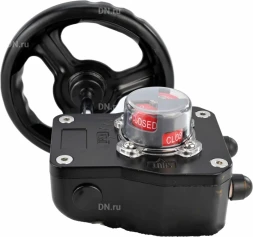 Редуктор четвертьоборотный HGB RQN1-180Z с индикатором положения, корпус - алюминий, штурвал - 120 мм, квадрат штока 14х14, F05/F07