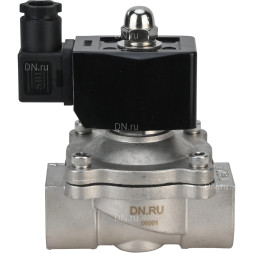 Клапан электромагнитный VS331-ET-NO-24VAC 3/8″ Ду10 Ру10 прямого действия двухходовой, корпус - сталь нержавеющая 304, присоединение - внутренняя резьба, уплотнение - EPDM, нормально-открытый, катушка - 24 В AC