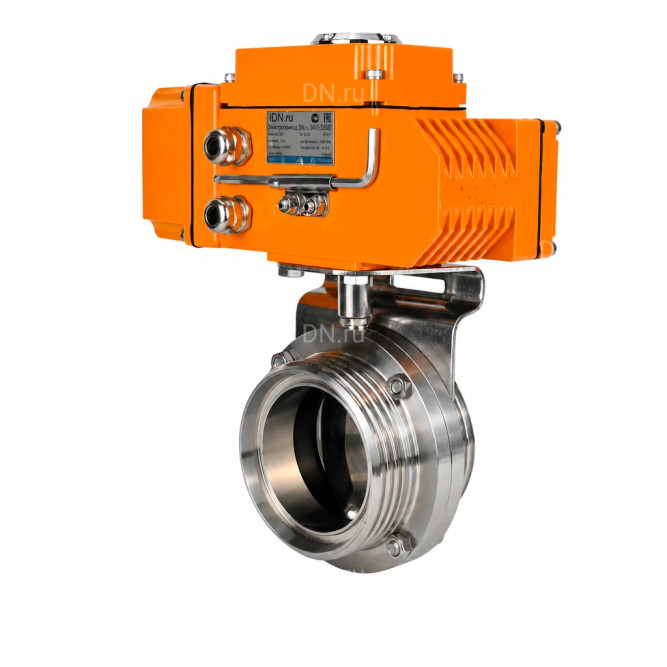 Затвор дисковый поворотный WBV3131E-2W-T-H Ду65 Ру10 резьбовой, корпус - пищевая нержавеющая сталь 304, уплотнение - EPDM, с электроприводом QT-N-005EM-B1-220VAC-У1 c датчиком обратной связи и входным управляющим сигналом 0-10В HARK в Алматы