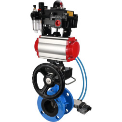 Затвор дисковый поворотный WBV1313E-2W-F-H Ду200 Ру16 фланцевый, корпус - чугун GGG40, диск - чугун GGG40, EPDM, с пневмоприводом PA-DA-140, пневмораспределителем 4V320-10 AC220V, БКВ APL-410N EX, ручным дублером MON2-450-T28-ISO и БПВ AFC2000