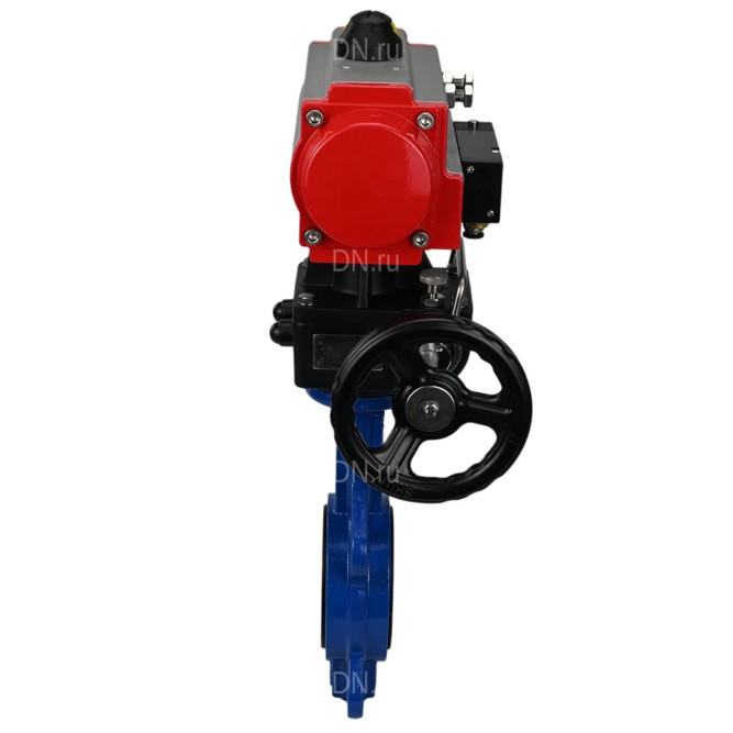 Затвор дисковый поворотный WBV1432N-2W-Fb-H Ду125 Ру16, корпус - чугун GGG50, диск - нержавеющая сталь 316L, уплотнение - NBR, с пневмоприводом PA-DA-105, пневмораспределителем 4M310-08 AC220V и ручным дублером MON3-700-T38-ISO в Алматы