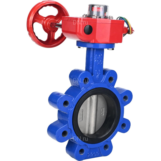 Затвор дисковый поворотный WBV1631E-2W-Fb-H Ду125 Ру16 LUG межфланцевый, корпус - чугун QT450, диск - нержавеющая сталь AISI 304, уплотнение - EPDM, с редуктором HGBF RQN1-180Z в Алматы