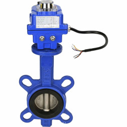 Затвор дисковый поворотный WBV1432E-2W-Fb-H Ду40 Ру16, корпус - чугун GGG50, диск - нержавеющая сталь 316L, уплотнение - EPDM, с электроприводом QT-N-003EM-O1-12VDC-У1 blue 12В