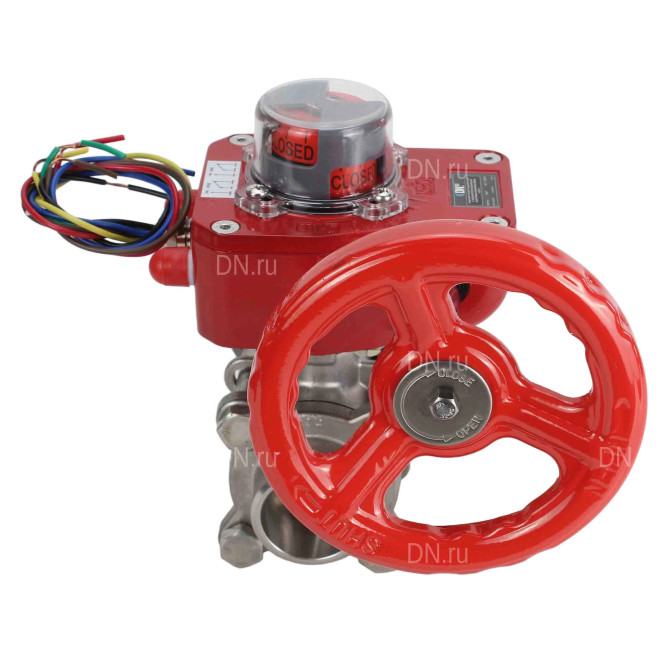 Кран шаровой BV3232P(3pc)-FP-W-ISO-H Ду20 Ру63 полнопроходной двухходовой, нержавеющая сталь SS316, под приварку, уплотнение - PTFE, с ISO фланцем и редуктором HGBF RQN1-180Z с индикатором положения и датчиком обратной связи в Алматы