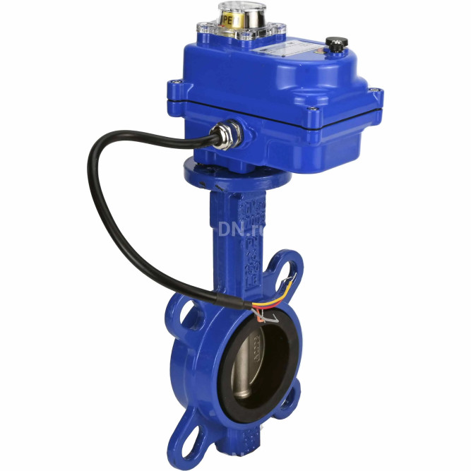 Затвор дисковый поворотный WBV1432E-2W-Fb-H Ду50 Ру16, корпус - чугун GGG50, диск - нержавеющая сталь 316L, уплотнение - EPDM, с электроприводом QT-N-003EM-O1-12VDC-У1 blue 12В в Алматы