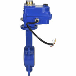 Затвор дисковый поворотный WBV1432E-2W-Fb-H Ду50 Ру16, корпус - чугун GGG50, диск - нержавеющая сталь 316L, уплотнение - EPDM, с электроприводом QT-N-003EM-O1-12VDC-У1 blue 12В
