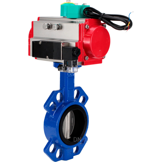 Затвор дисковый поворотный WBV1432E-2W-Fb-H Ду40 Ру16 корпус - чугун GGG50, диск - нержавеющая сталь 316L, уплотнение - EPDM, с пневмоприводом PA-DA-052, пневмораспределителем 4M310-08 AC220V и магнитным переключателем ALS200D в Алматы