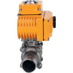 Кран шаровой BV3131P(3pc)-FP-W-ISO-H LONG Ду15 Ру63 полнопроходной, корпус - нержавеющая сталь 304, уплотнение - PTFE, под приварку, с 1/4-оборотным электроприводом QT-N-005EM-O1-380VAC-У1 380В
