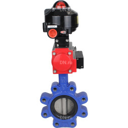 Затвор дисковый поворотный WBV1631N-2W-Fb-H Ду125 Ру16 LUG корпус - чугун QT450, диск - нержавеющая сталь 304, уплотнение - NBR, с пневмоприводом PA-DA-105, пневмораспределителем 4M310-08 AC220V и БКВ APL-510N EX