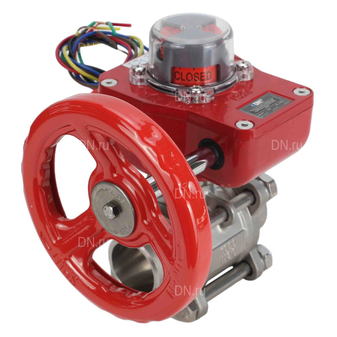 Кран шаровой BV3232P(3pc)-FP-W-ISO-H Ду25 Ру63 полнопроходной двухходовой, нержавеющая сталь SS316, под приварку, уплотнение - PTFE, с ISO фланцем и редуктором HGBF RQN1-180Z с индикатором положения и датчиком обратной связи в Алматы