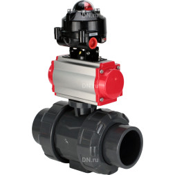 Кран шаровой BV4242E-FP-GRM-ISO Дн80 Ру10 полнопроходной, корпус - НПВХ, шар - НПВХ, уплотнение - EPDM, с пневмоприводом PA-SA-065 и БКВ APL-510N EX