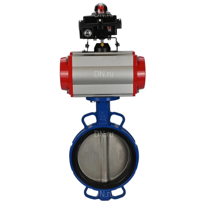 Затвор дисковый поворотный WBV1413E-2W-Fb-H Ду250 Ру16, корпус - чугун GGG50, диск - чугун GGG40, уплотнение - EPDM, с пневмоприводом PA-SA-210 с возвратными пружинами, пневмораспределителем 4M310-08 AC220V, БКВ APL-410N EX в Алматы