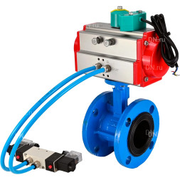 Затвор дисковый поворотный WBV1331E-2W-F-H Ду65 Ру16, корпус - чугун GGG40, диск - нержавеющая сталь 304, уплотнение - EPDM, с пневмоприводом PA-DA-105, пневмораспределителем 4M320-10 AC220V и магнитным переключателем ALS200D
