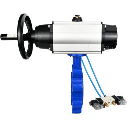 Затвор дисковый поворотный WBV1616E-2W-Fb-H Ду150 Ру16 LUG корпус - чугун QT450, диск - чугун QT450, уплотнение - EPDM, с пневмоприводом PA-DA-105-1 и пневмораспределителем 4V320-10 AC220V
