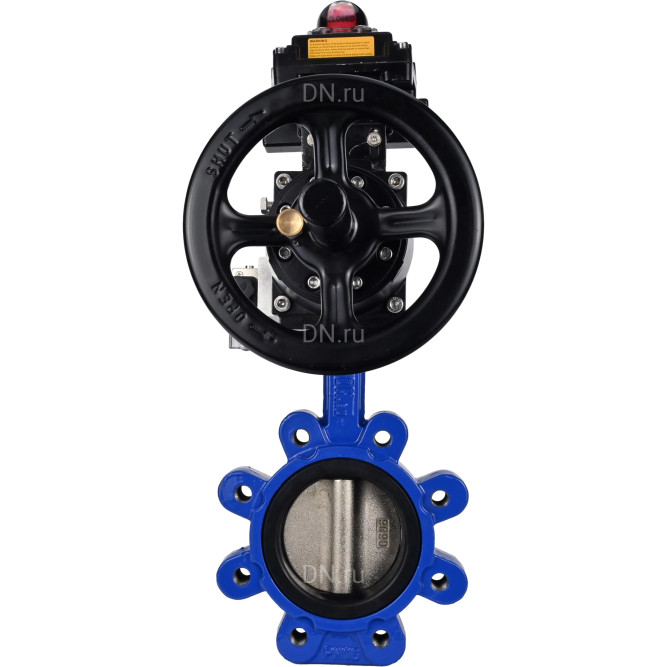 Затвор дисковый поворотный WBV1616E-2W-Fb-H Ду150 Ру16 LUG корпус - чугун QT450, диск - чугун QT450, уплотнение - EPDM, с пневмоприводом PA-DA-105-1, пневмораспределителем 4M310-08 AC220V и БКВ APL-410N EX в Алматы