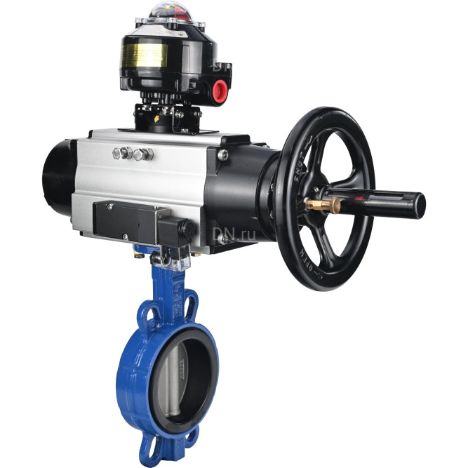 Затвор дисковый поворотный WBV1132N-2W-Fb-H Ду125 Ру16, корпус - чугун GG25, диск - нержавеющая сталь 316L, уплотнение - NBR, с пневмоприводом PA-DA-105-1 двойного действия, пневмораспределителем 4M310-08 AC220V, БКВ APL-510N-EX в Алматы