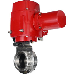 Затвор дисковый поворотный WBV3131E-2W-T-H Ду15 Ру10 резьбовой, корпус - пищевая нержавеющая сталь 304, уплотнение - EPDM, с электроприводом QT-EX-005M-O2-220VAC-У1 с моментной муфтой и штурвалом