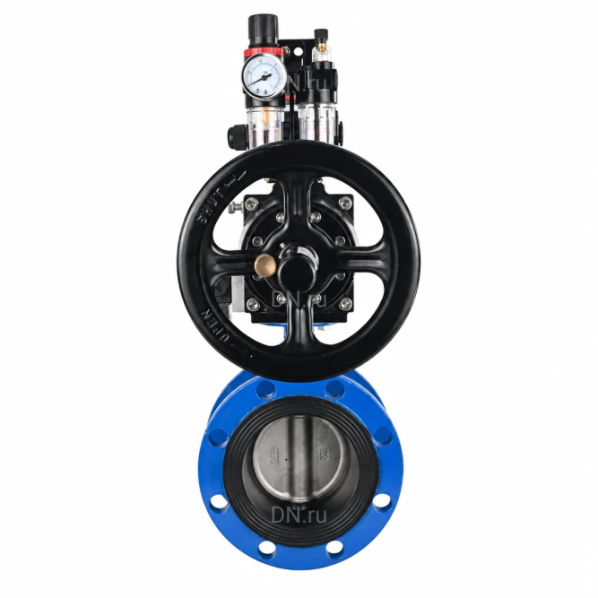 Затвор дисковый поворотный WBV1331E-2W-F-H Ду100 Ру16 фланцевый, корпус - чугун GGG40, диск - нержавеющая сталь 304, уплотнение - EPDM, с пневмоприводом PA-DA-105-1, 4M310-08 DC24V, APL-210N и AFC2000 в Алматы