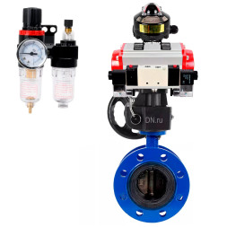 Затвор дисковый поворотный WBV1331E-2W-F-H Ду100 Ру16, корпус - чугун GGG40, диск - нерж. сталь 304, EPDM, с пневмоприводом PA-DA-105, пневмораспределителем 4M320-08 AC220V, ручным дублером MON3-700-T38-ISO, БКВ APL-510N EX и БПВ AFC2000