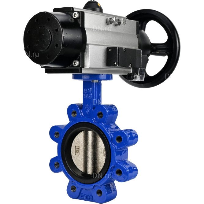 Затвор дисковый поворотный WBV1616N-2W-Fb-H Ду125 Ру16 LUG корпус - чугун QT450, диск - чугун QT450, уплотнение - NBR, с пневмоприводом PA-DA-105-1 и пневмораспределителем 4M310-08 AC220V в Алматы