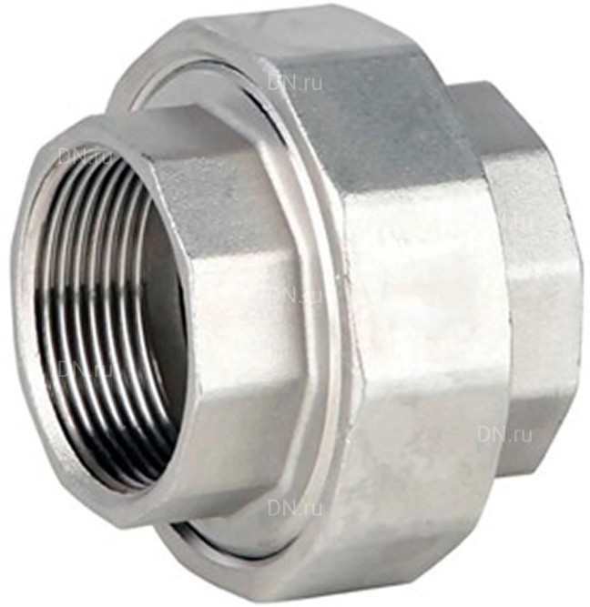 Соединение разъемное (американка) А-304-ВР-ВР-PTFE 1 1/4″ Ду32 Ру20 с уплотнением под гайкой по плоскости, корпус - нержавеющая сталь AISI 304, присоединение - внутренняя/внутренняя резьба, тип резьбы - BSPP в Алматы
