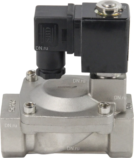 Клапан электромагнитный VS431-VT-NC-220VAC 1″ Ду25 Ру16, соленоидный двухходовой, корпус - нержавеющая сталь 304, уплотнение - Viton, резьбовой, нормально-закрытый, пилотный, катушка - 220В в Алматы