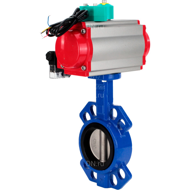 Затвор дисковый поворотный WBV1432E-2W-Fb-H Ду65 Ру16 корпус - чугун GGG50, диск - нержавеющая сталь 316L, уплотнение - EPDM, с пневмоприводом PA-DA-065, пневмораспределителем 4M310-08 AC220V и магнитным переключателем ALS200D в Алматы