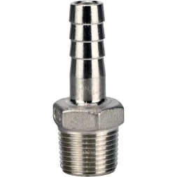Штуцер елочка BF32-T-1-15 1″х15мм Ду25 Ру16 шланговый, корпус - нержавеющая сталь AISI 316 (CF8M), присоединение - наружная резьба/штуцер