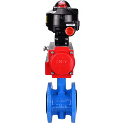 Затвор дисковый поворотный WBV1313E-2W-F-H Ду150 Ру16 фланцевый, корпус - чугун GGG40, диск - чугун GGG40, уплотнение - EPDM, с пневмоприводом PA-DA-130 и БКВ APL-510N EX