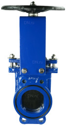 Задвижка шиберная GVKN1331N-2W-Fb-S Ду100 Ру16 двусторонняя, межфланцевая, шпиндель - невыдвижной, корпус - чугун GGG40, шибер - нержавеющая сталь 304, уплотнение - NBR, управление - штурвал
