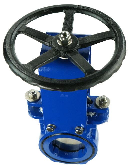 Задвижка шиберная GVKN1331N-2W-Fb-S Ду100 Ру16 двусторонняя, межфланцевая, шпиндель - невыдвижной, корпус - чугун GGG40, шибер - нержавеющая сталь 304, уплотнение - NBR, управление - штурвал в Алматы