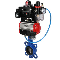 Затвор дисковый поворотный WBV1413E-2W-Fb-H Ду40 Ру16, корпус - чугун GGG50, диск - чугун GGG40, уплотнение - EPDM, с пневмоприводом PA-DA-052 двойного действия, пневмораспределителем 4M310-08 DC24V, БКВ APL-410N EX, БПВ AFC2000