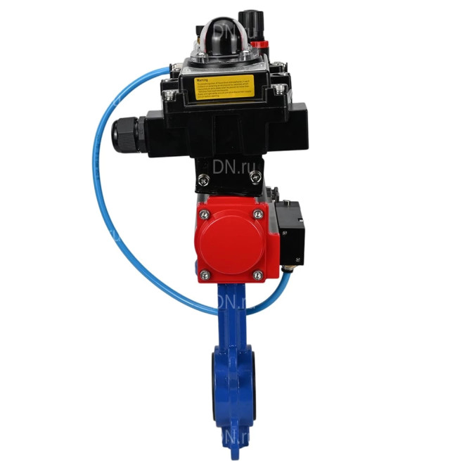Затвор дисковый поворотный WBV1413E-2W-Fb-H Ду40 Ру16, корпус - чугун GGG50, диск - чугун GGG40, уплотнение - EPDM, с пневмоприводом PA-DA-052 двойного действия, пневмораспределителем 4M310-08 DC24V, БКВ APL-410N EX, БПВ AFC2000 в Алматы