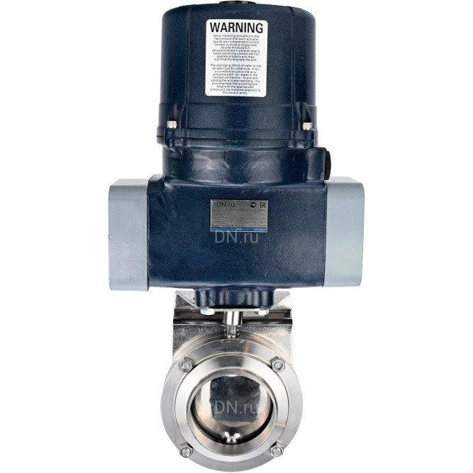 Затвор дисковый поворотный WBV3131E-2W-W-H Ду32 Ру10 под приварку, корпус - пищевая нерж. сталь AISI 304, диск - нерж. сталь AISI 304, уплотнение - EPDM, с электроприводом четвертьоборотным QTSA-N-003EM-O0-220VAC с пружинным возвратом в Алматы