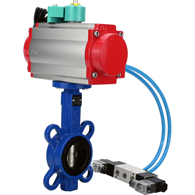 Затвор дисковый поворотный WBV1413E-2W-Fb-H Ду50 Ру16, корпус - чугун GGG50, диск - чугун GGG40, уплотнение - EPDM, с пневмоприводом PA-SA-083, пневмораспределителем 4V320-10 AC220V и магнитным переключателем ALS200D в Алматы