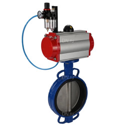 Затвор дисковый поворотный WBV1432E-2W-Fb-H Ду300 Ру16, корпус - чугун GGG50, диск - нержавеющая сталь 316L, уплотнение - EPDM, с пневмоприводом PA-DA-140 двойного действия, пневмораспределителем 4M310-08 DC24V, БПВ AFC2000