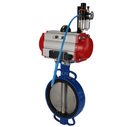 Затвор дисковый поворотный WBV1432E-2W-Fb-H Ду300 Ру16, корпус - чугун GGG50, диск - нержавеющая сталь 316L, уплотнение - EPDM, с пневмоприводом PA-DA-140 двойного действия, пневмораспределителем 4M310-08 DC24V, БПВ AFC2000