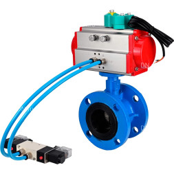 Затвор дисковый поворотный WBV1313E-2W-F-H Ду50 Ру16, корпус - чугун GGG40, диск - чугун GGG40, уплотнение - EPDM, с пневмоприводом PA-DA-105, пневмораспределителем 4M320-10 AC220V и магнитным переключателем ALS200D